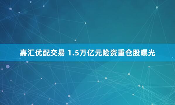 嘉汇优配交易 1.5万亿元险资重仓股曝光
