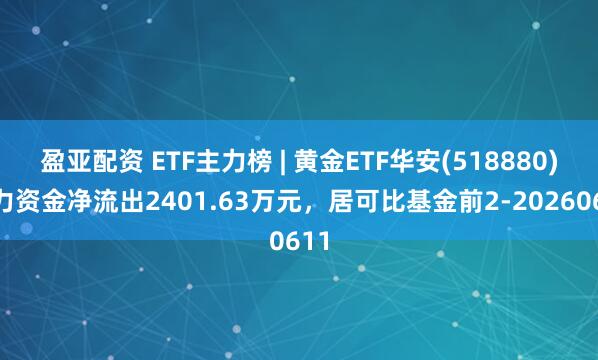 盈亚配资 ETF主力榜 | 黄金ETF华安(518880)主力资金净流出2401.63万元，居可比基金前2-20260611