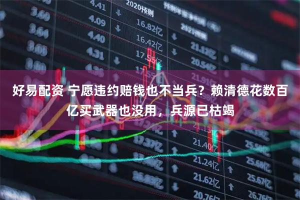 好易配资 宁愿违约赔钱也不当兵？赖清德花数百亿买武器也没用，兵源已枯竭